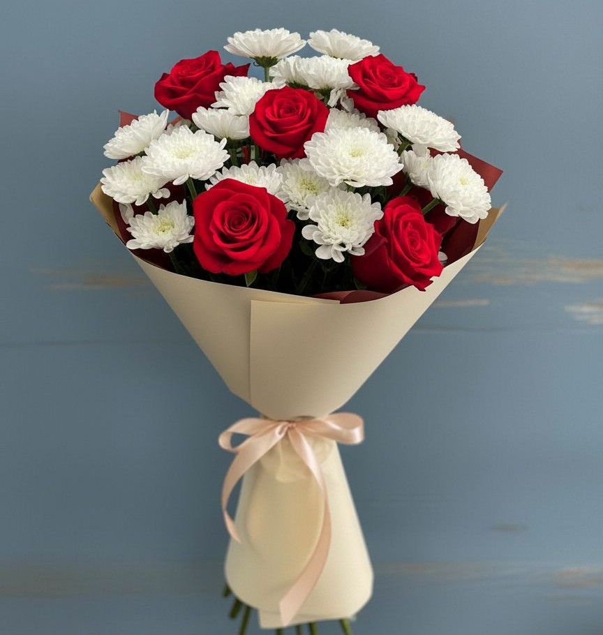 Букет цветов из: Розы и Хризантемы в Этоке