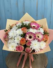 Букет цветов из:  Розы, Герберы и Хризантемы в Этоке