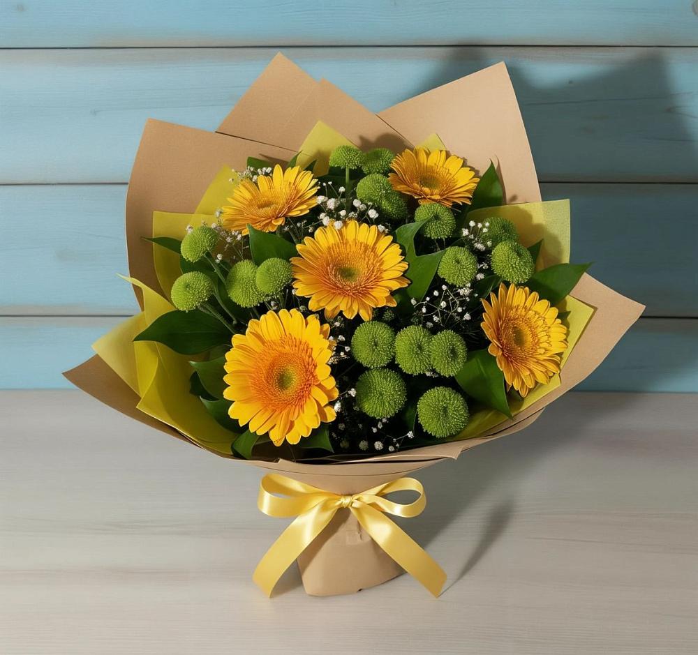 Букет цветов из: Герберы и Хризантемы в Этоке