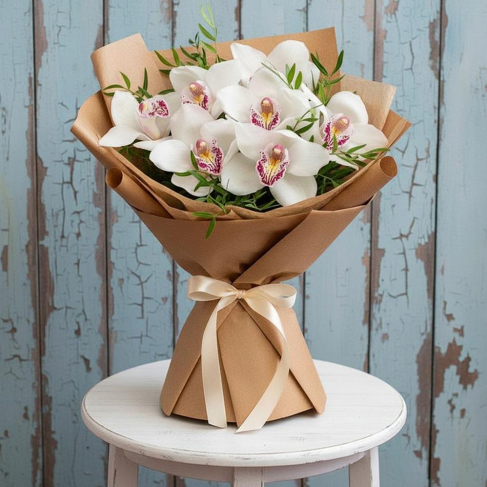 Букет цветов из: Орхидеи и Розы в Этоке