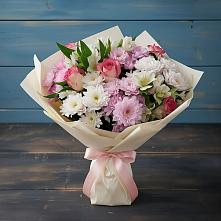 Букет цветов из:  Хризантемы, Альстромерии и Розы #REPLACE_PRED# Этоке