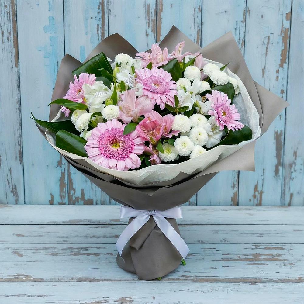 Букет цветов из: Герберы, Альстромерии и Хризантемы в Этоке